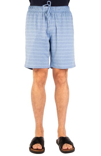 Tailorbyrd Martini Print French Terry Shorts In Lt Blue