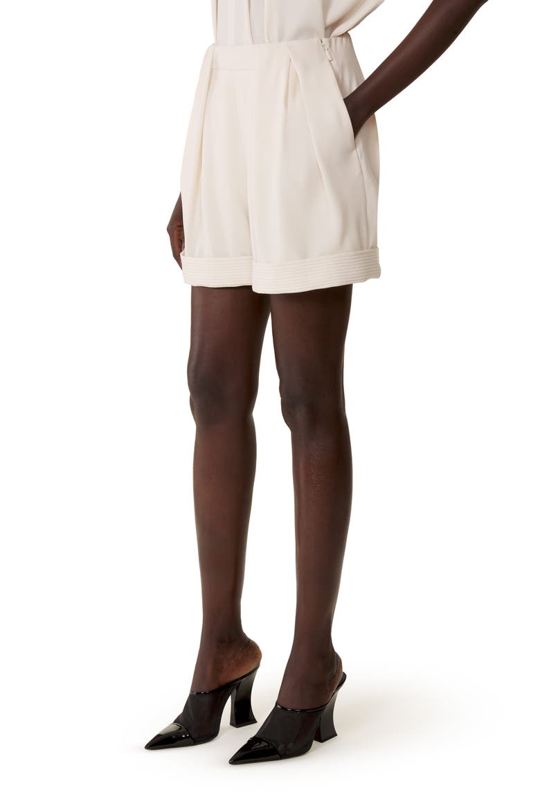 Crepe Pleated Shorts, Alternate, color, Beige