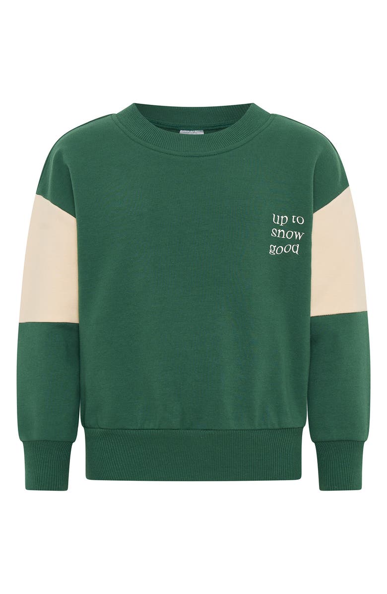 TINY TRIBE Kids' Santa Fleece Graphic Sweatshirt, Main, color, Green