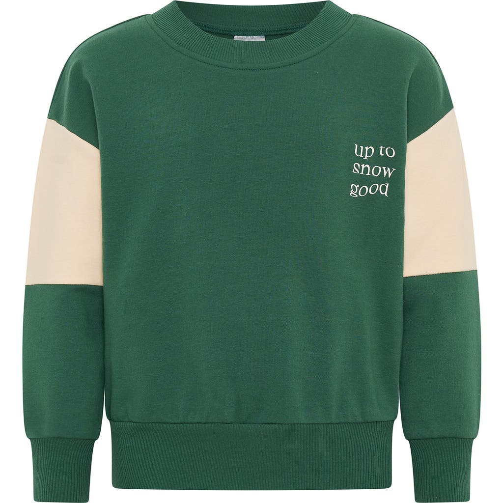 Tiny Tribe Kids' Santa Fleece Graphic Sweatshirt In Green