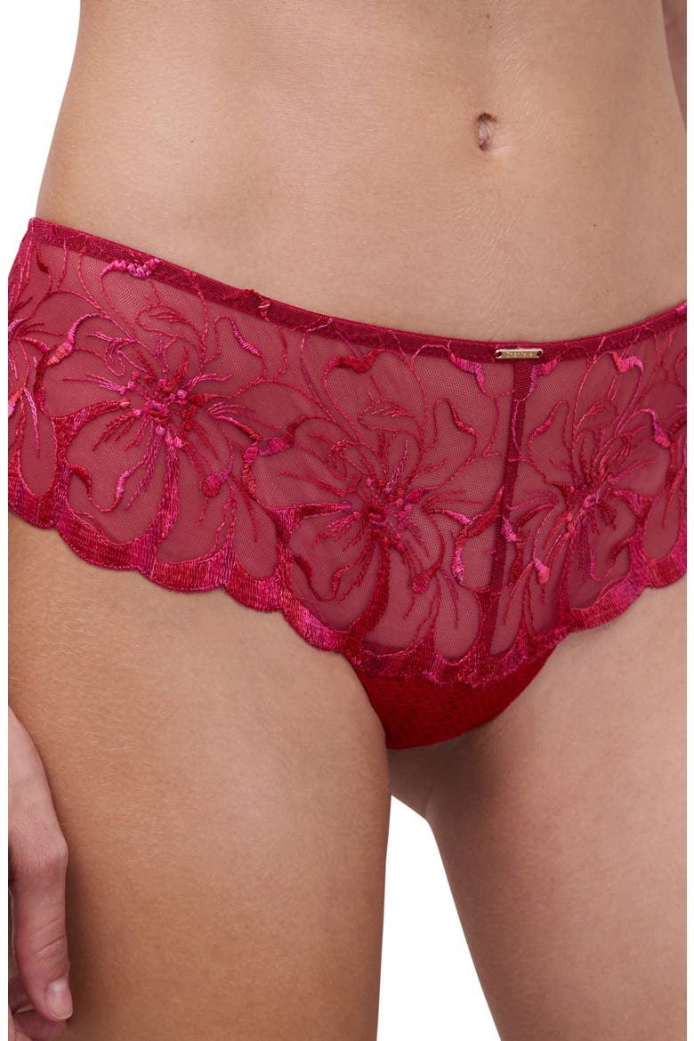 Fleurs Hipster Tanga, Alternate, color, CANDY APPLE SHADES