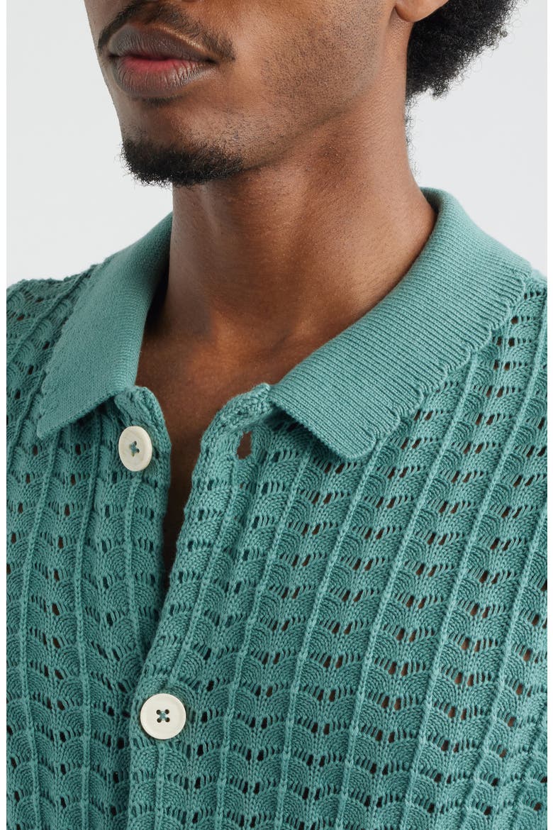 Salt Water Knit Button-Up Shirt, Alternate, color, TEAL