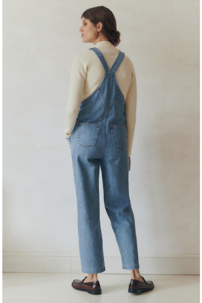 Denim Maternity Overalls, Alternate, color, MEDIUM BLUE