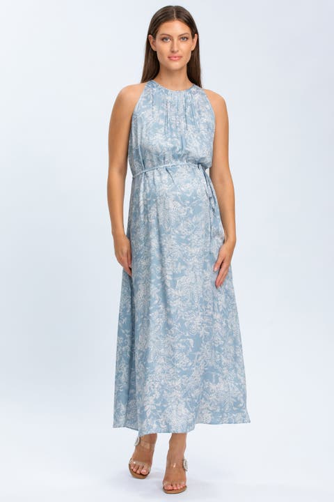Francesca Sleeveless Halter Neck Maxi Maternity Dress