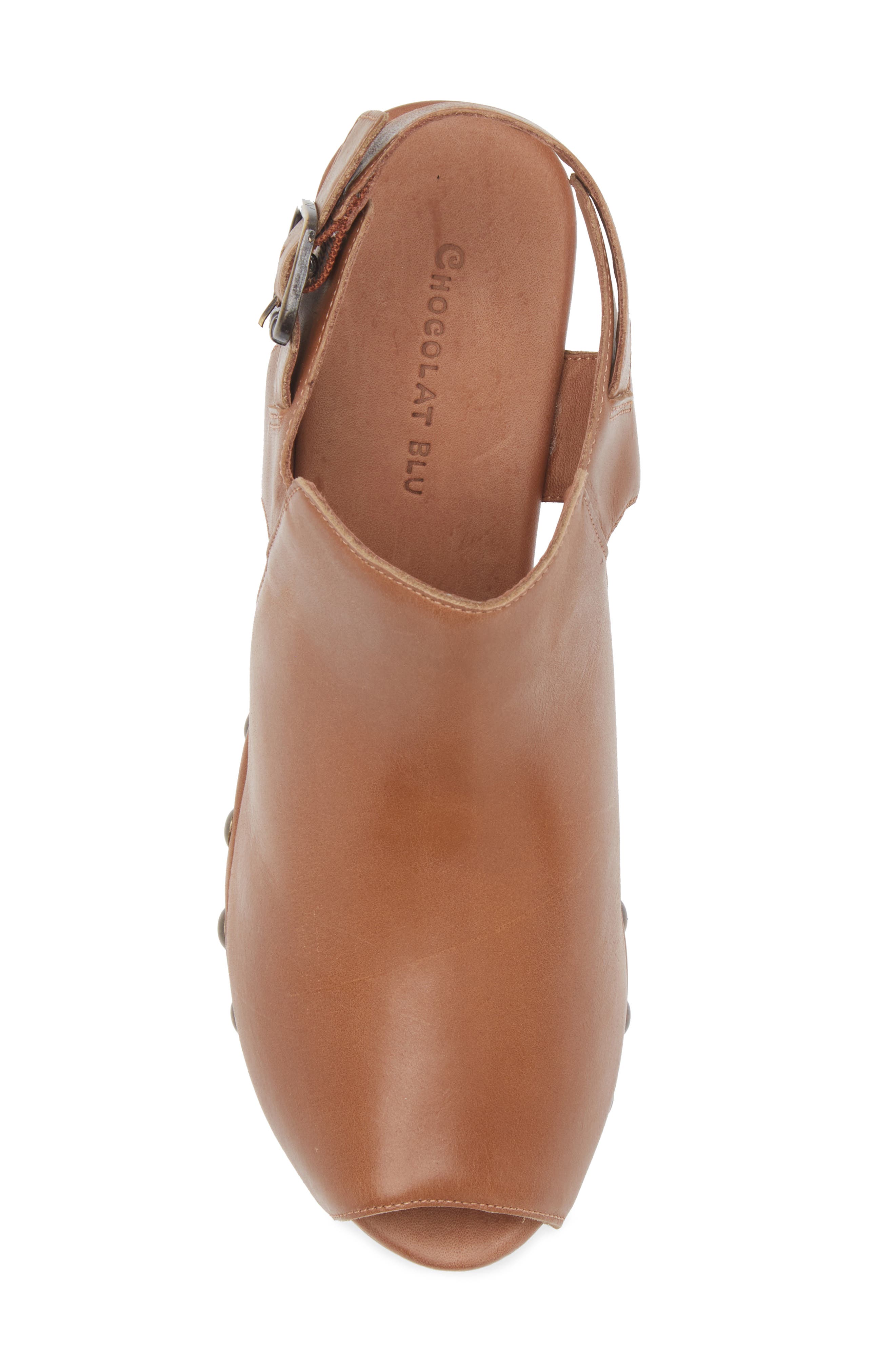 Chocolat Blu Galla Slingback Peep Toe Platform Clog, Alternate, color, Tobacco Leather