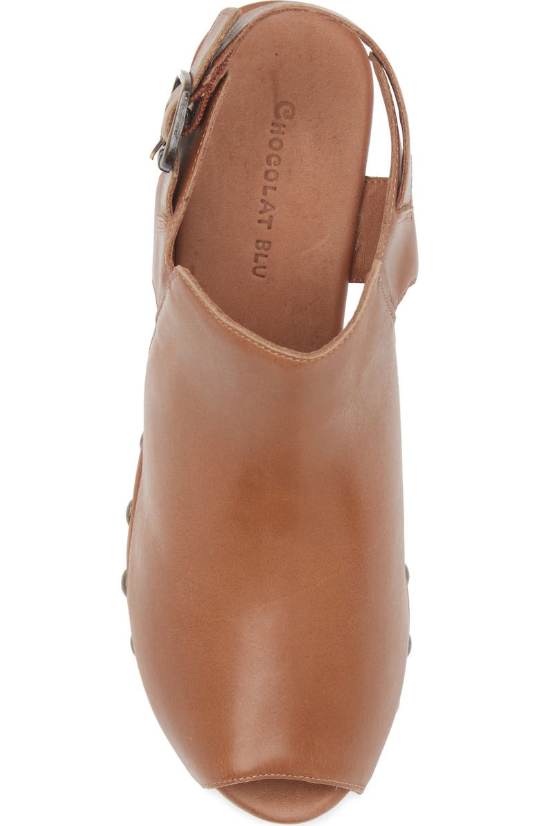 Chocolat Blu Galla Slingback Peep Toe Platform Clog, Alternate, color, Tobacco Leather