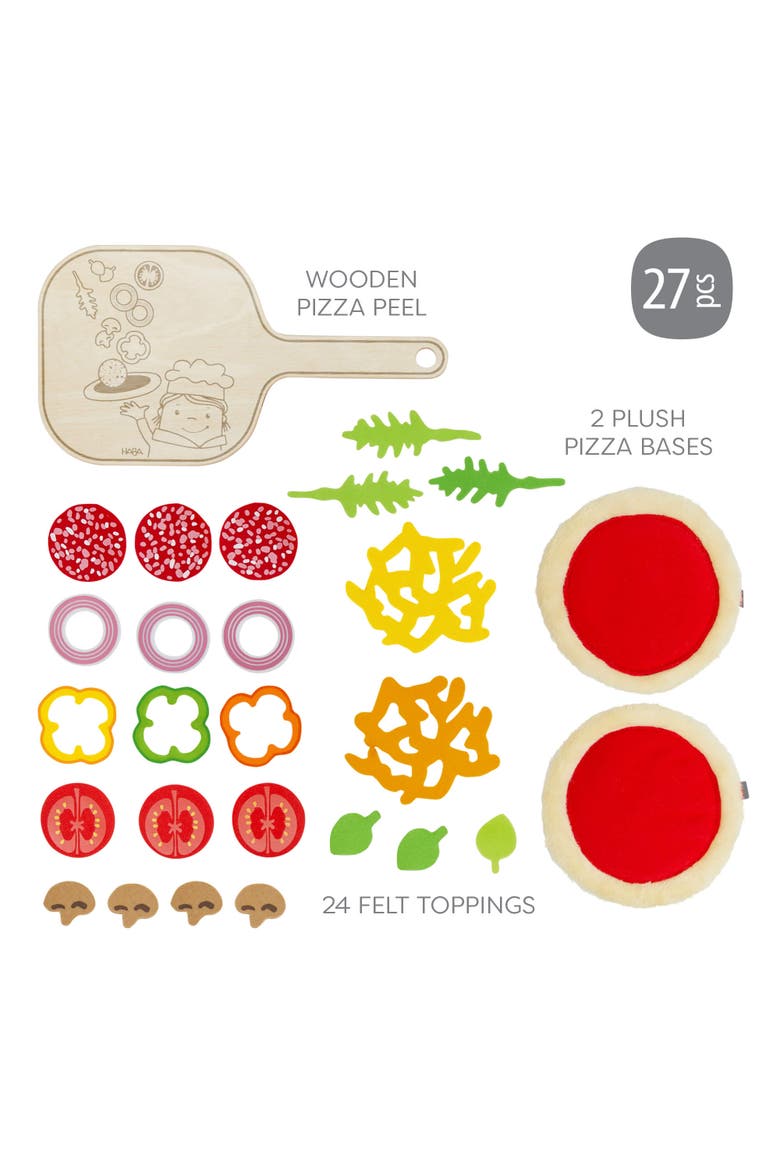 Pizza Play Food Set for Kids Play Kitchen with Toppings, Alternate, color, Multi
