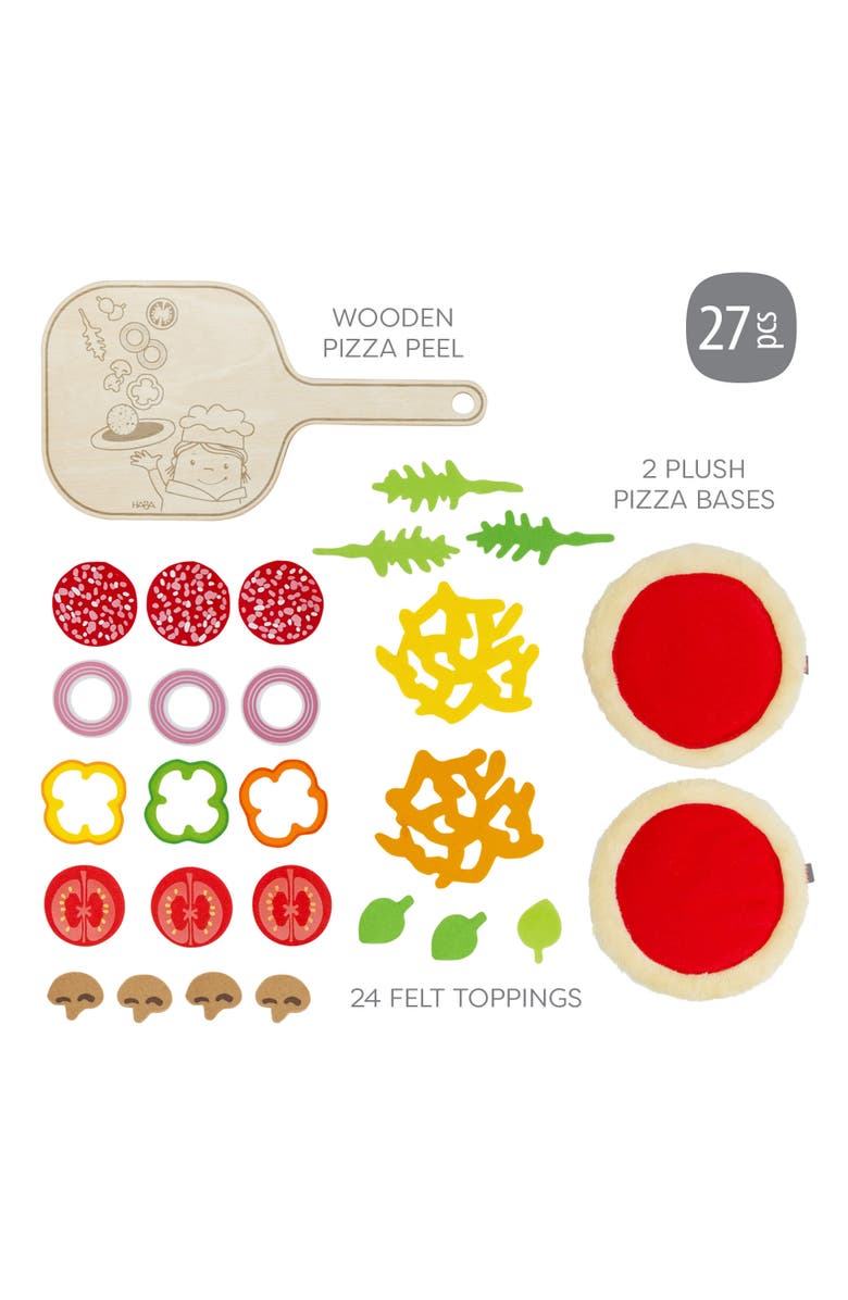HABA Pizza Play Food Set for Kids Play Kitchen with Toppings, Alternate, color, Multi