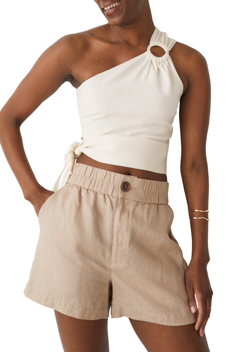 & Other Stories One-Shoulder Tie Hem Top, Main, color,