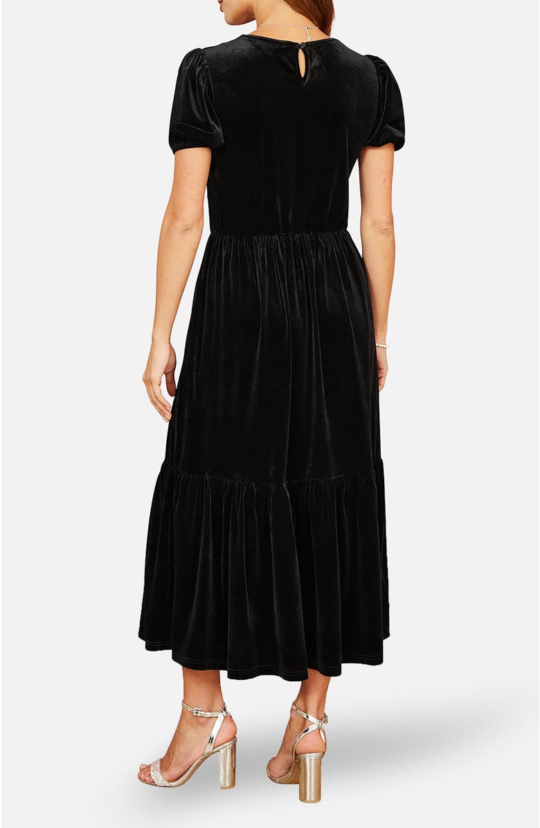 Yumi Velvet Midi Dress, Alternate, color, Black