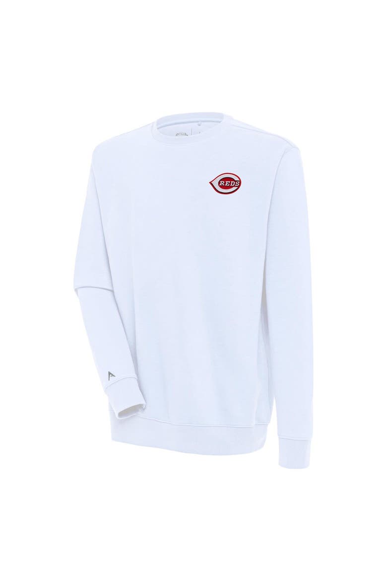 Men's Antigua  White Cincinnati Reds Victory Pullover Sweatshirt, Main, color, White