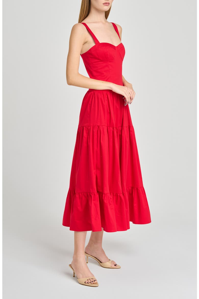 Melinda Sweetheart Neck Midi Dress, Alternate, color, RED