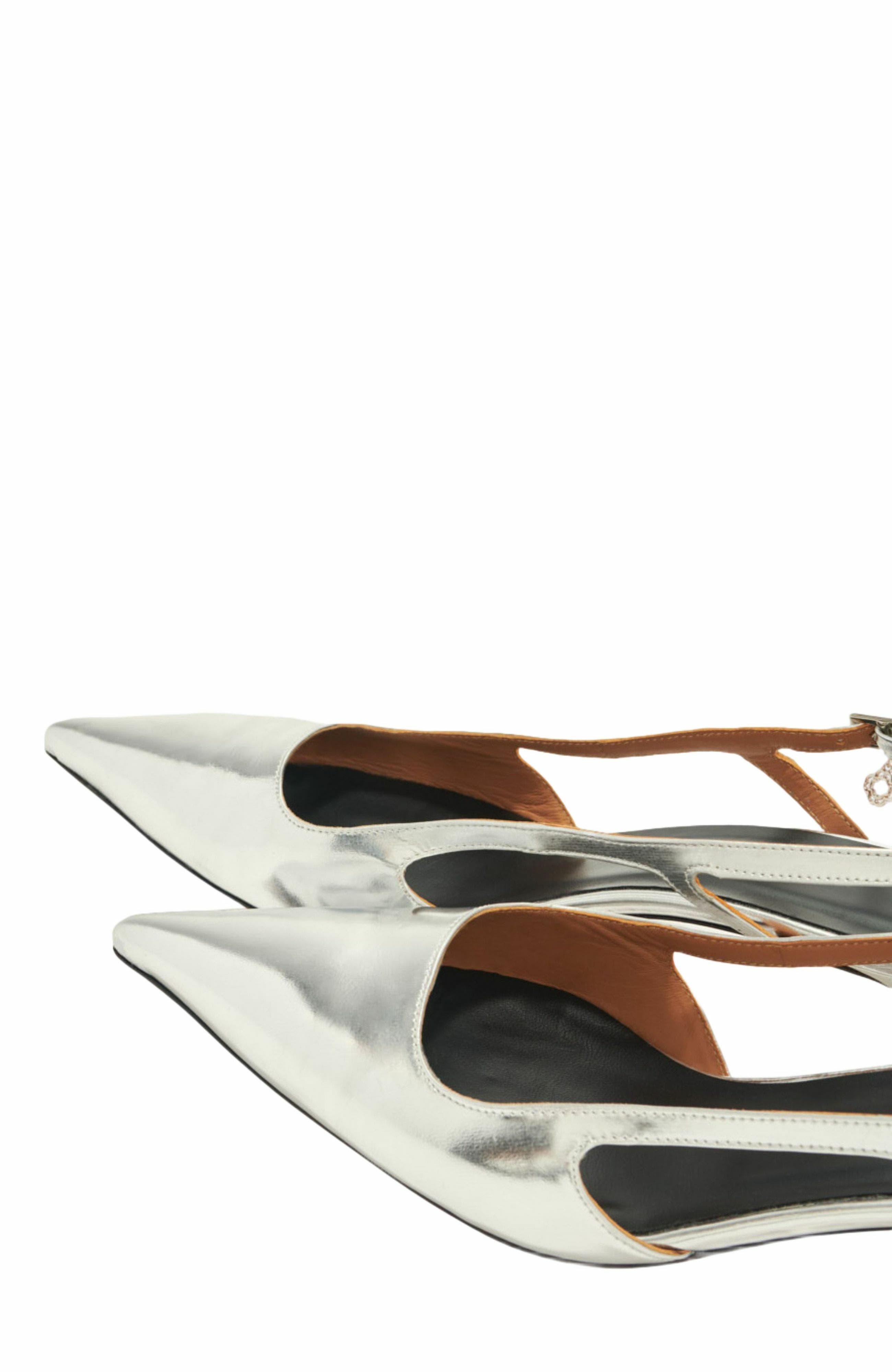 maje Silver leather strappy heels, Alternate, color, Silver