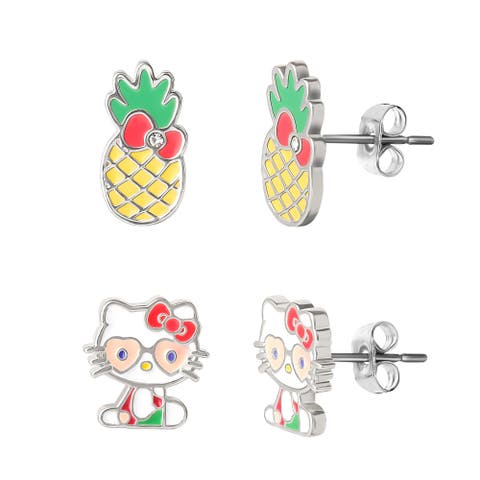 Silver Plated Pineapple Earring Set