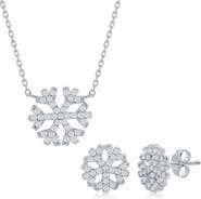 SIMONA Snowflake Cubic Zirconia Pendant Necklace & Stud Earrings Set