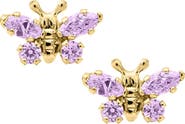 Mignonette Butterfly Birthstone Gold Earrings