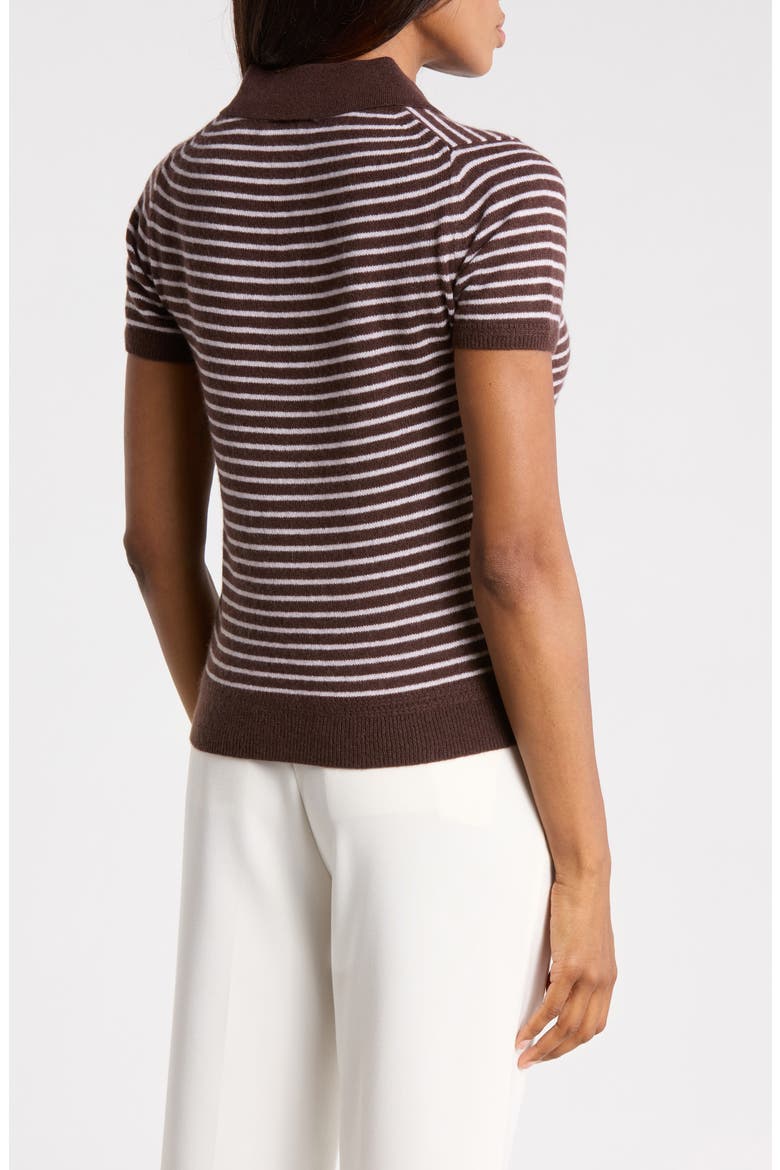 Stripe Cashmere Polo, Alternate, color, CHOCOLATE W/ CREAM STRIPE