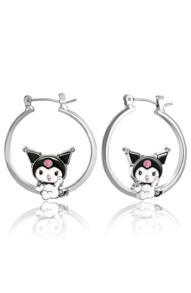 Sallyrose Kuromi Hoop Earrings, Main, color, Silver Tone