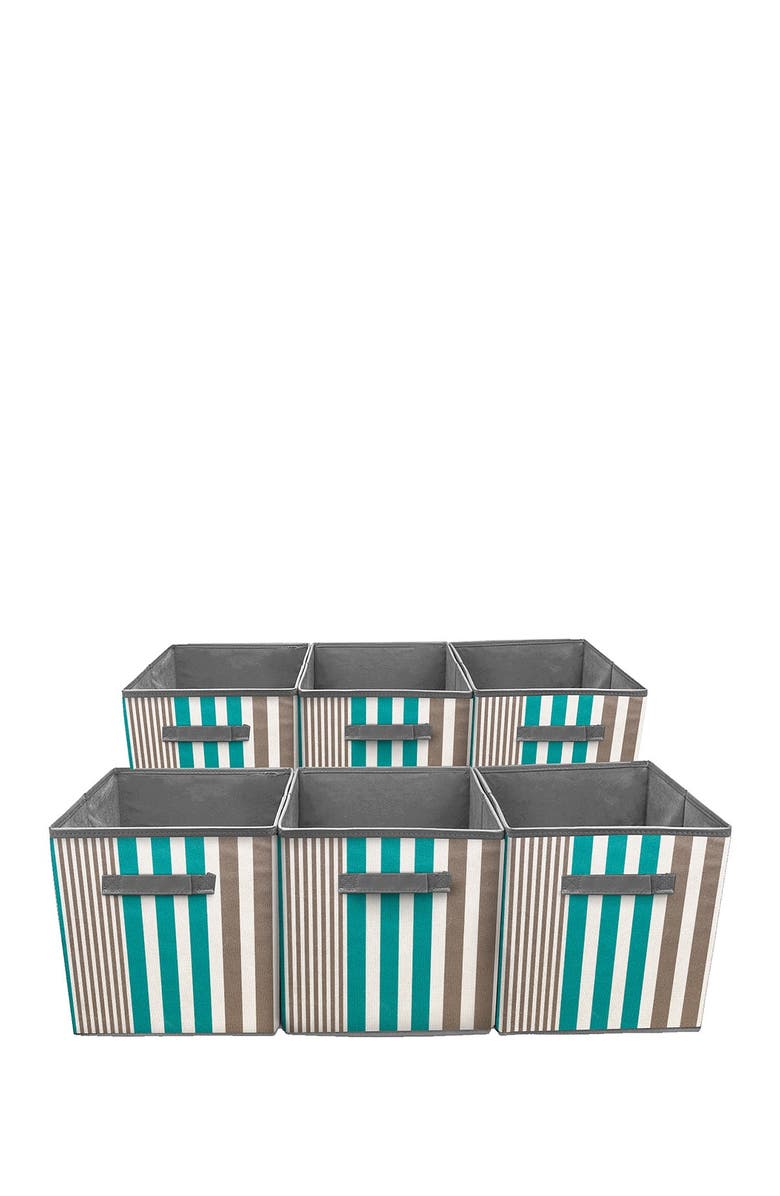 SORBUS Foldable Storage Cube Basket Bin- Set of 6 - Aqua Line, Alternate, color,