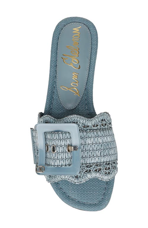 Shop Sam Edelman Bambi Raffia Buckle Slide Sandal In Coastal Blue