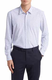 BOSS Liam Regular Fit Geometric Print Button-Up Shirt