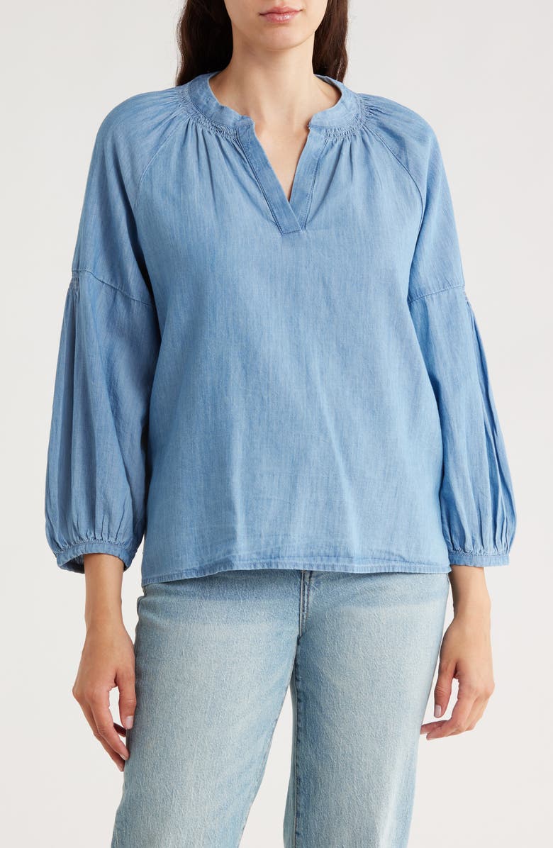 Caslon<sup>®</sup> Chambray Popover Top, Main, color, Medium Wash