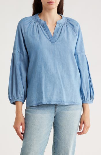 Caslon ® Chambray Popover Top In Blue