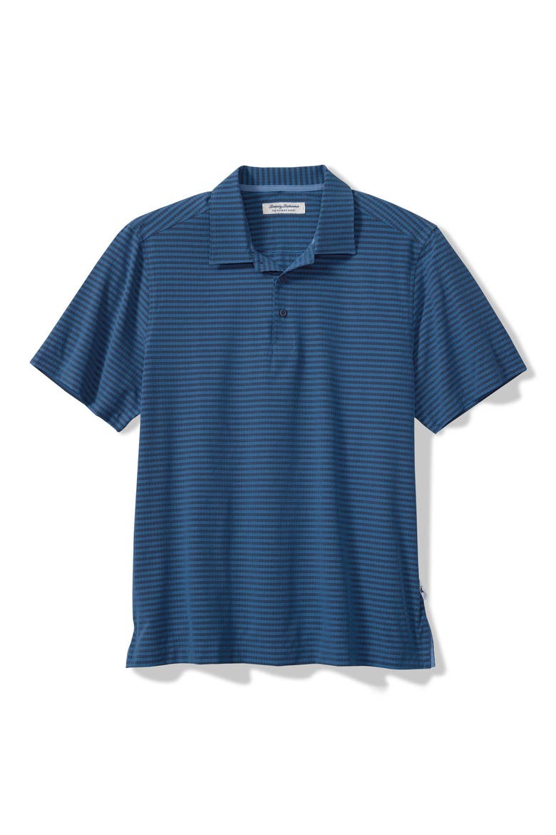 Bahama Coast Fades Away Stripe IslandZone® Polo, Main, color, DEEP AZURE