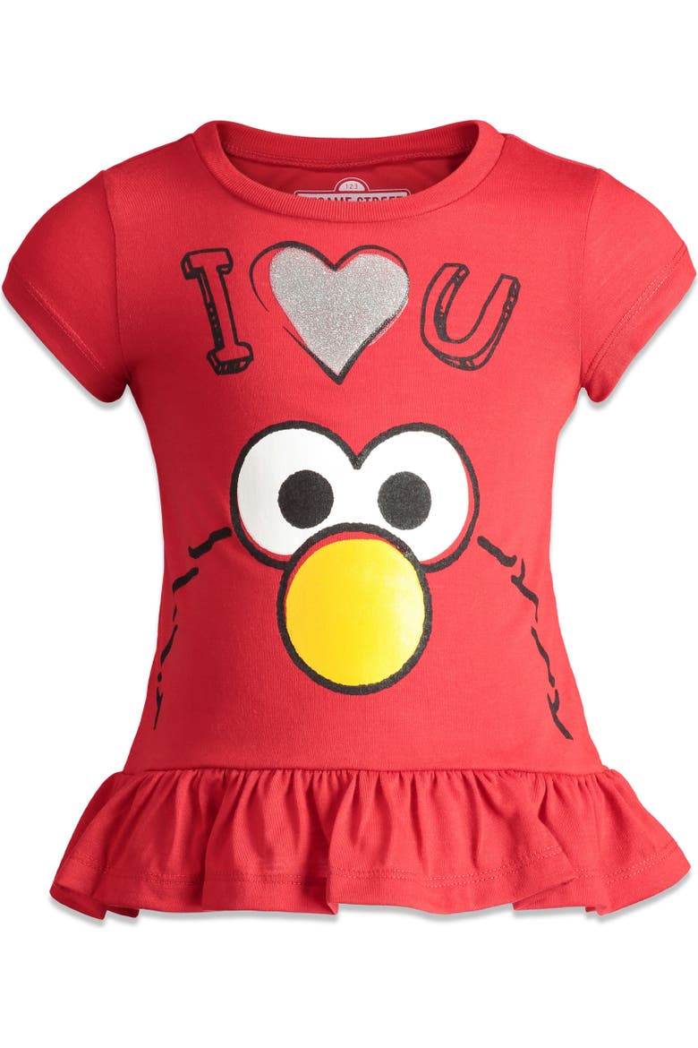 Glitter 2-Piece T-Shirt and Leggings Set, Alternate, color, Red Elmo Heather Grey