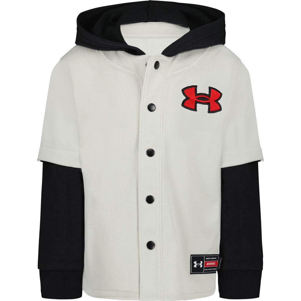 Under Armour Kids' Ua Hooded Snap-up Baseball Jersey In White