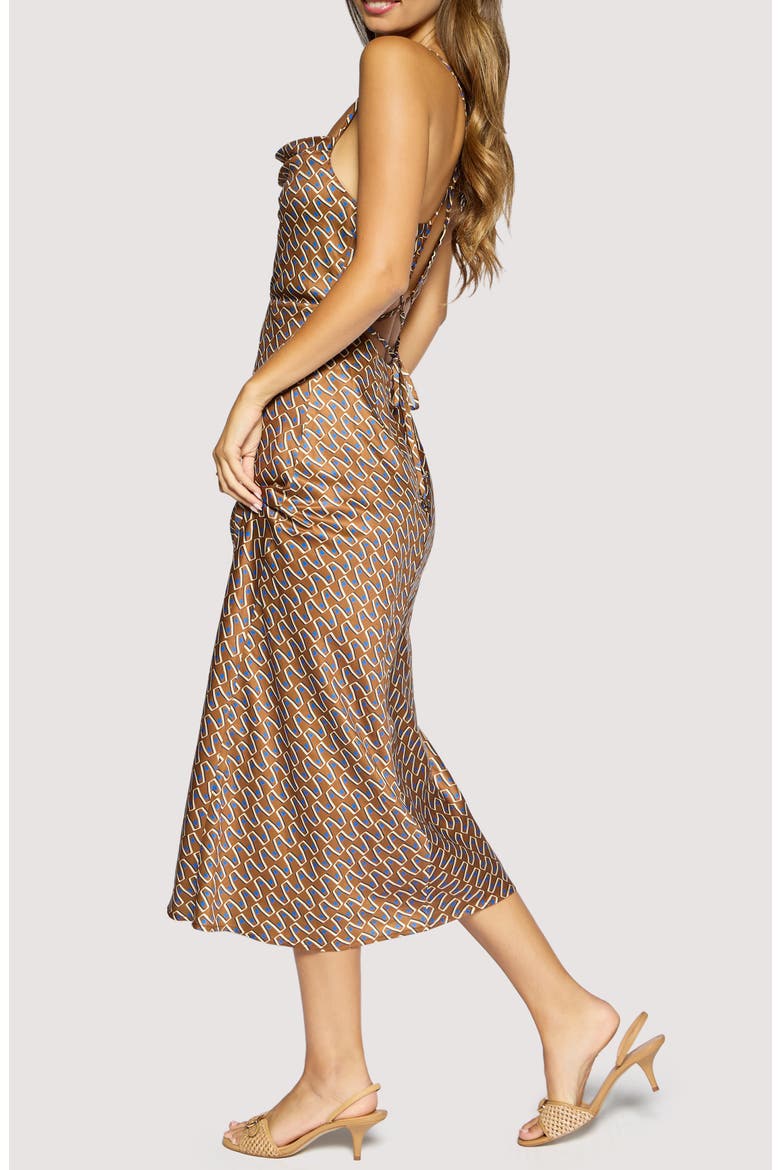 Nights In Capri Low Back Midi Dress, Alternate, color, BROWN-MULTI