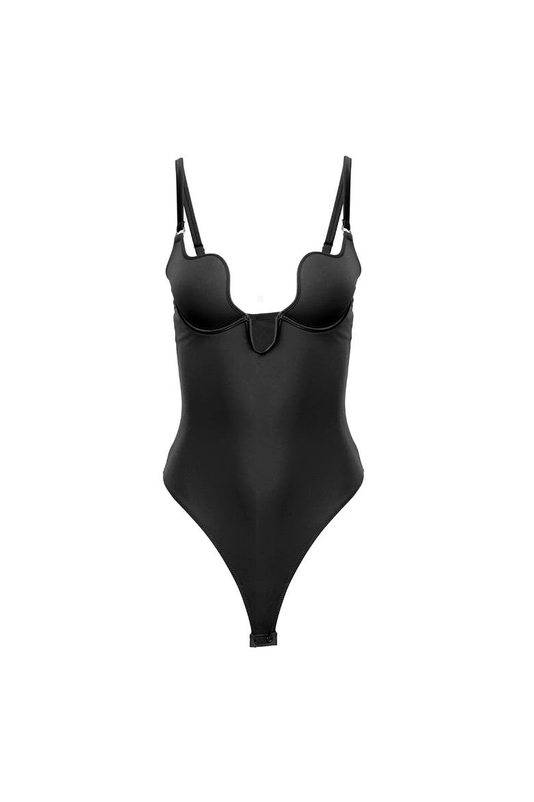 Seduce U-Plunge Bodysuit, Alternate, color, Black