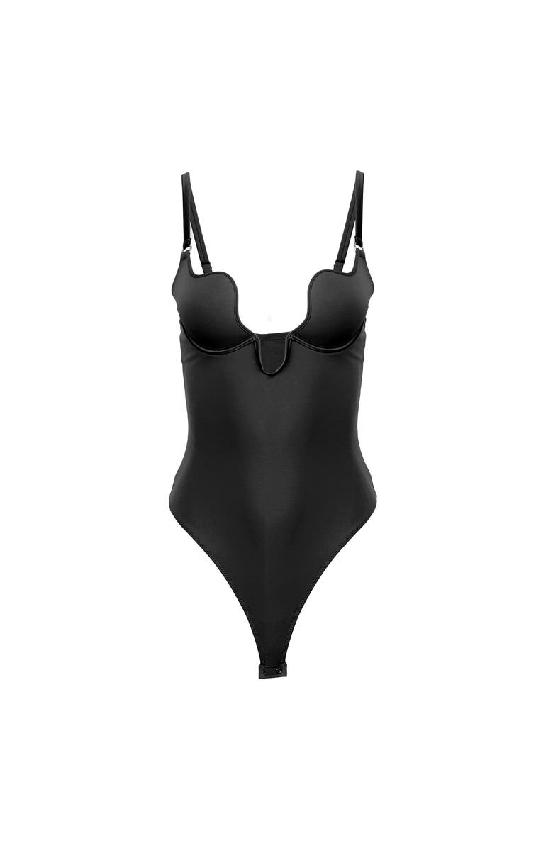 Fleur Du Mal Seduce U-Plunge Bodysuit, Alternate, color, Black