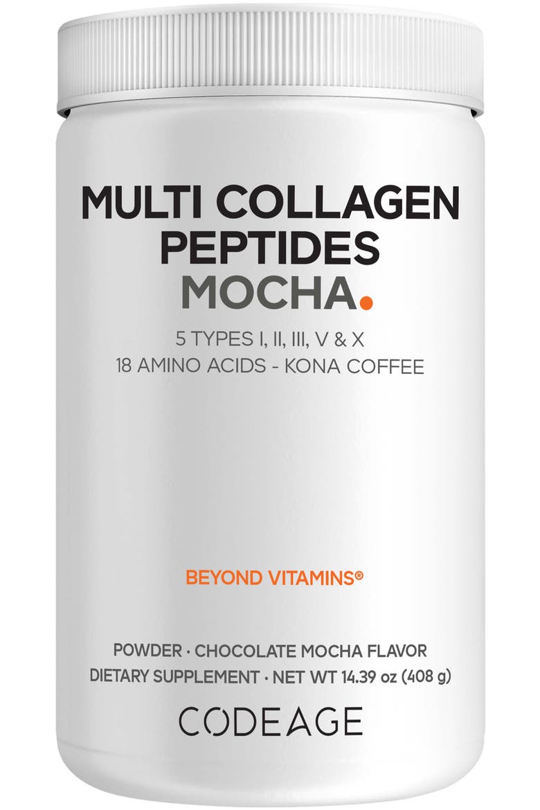 Multi Collagen Peptides Protein Mocha Powder Supplement, Main, color, White