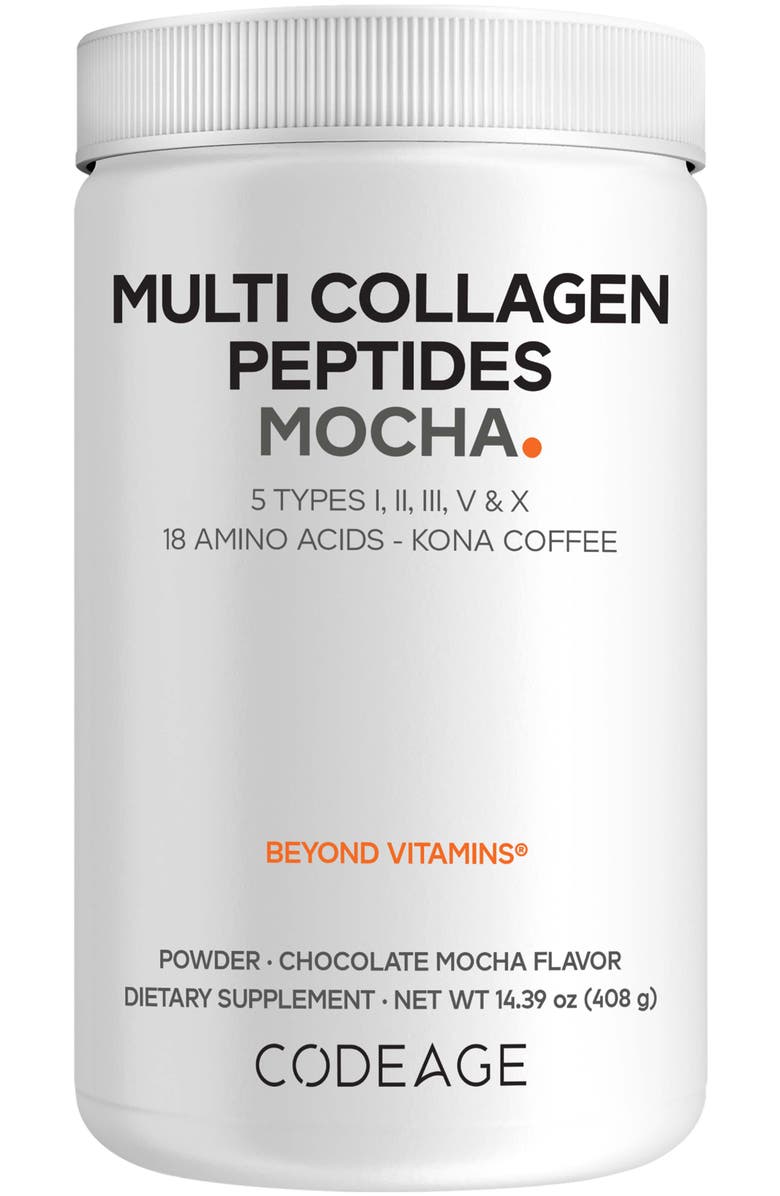 Codeage Multi Collagen Peptides Protein Mocha Powder Supplement, Main, color, White
