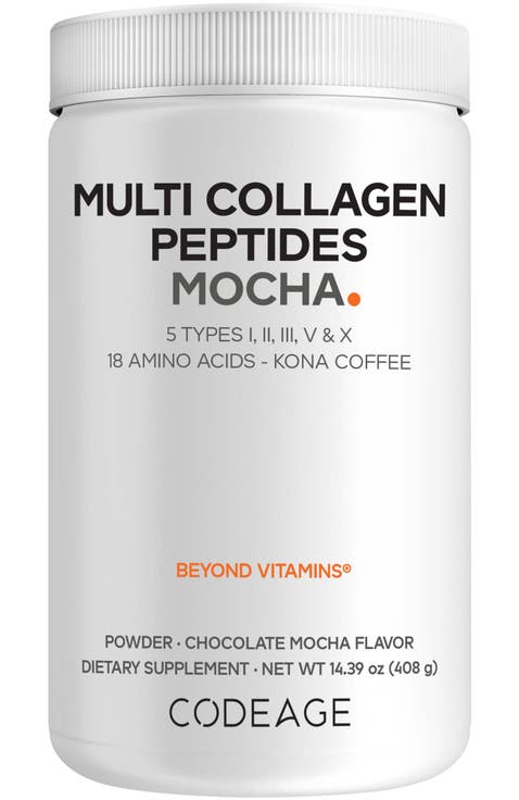 Multi Collagen Peptides Protein Mocha Powder Supplement