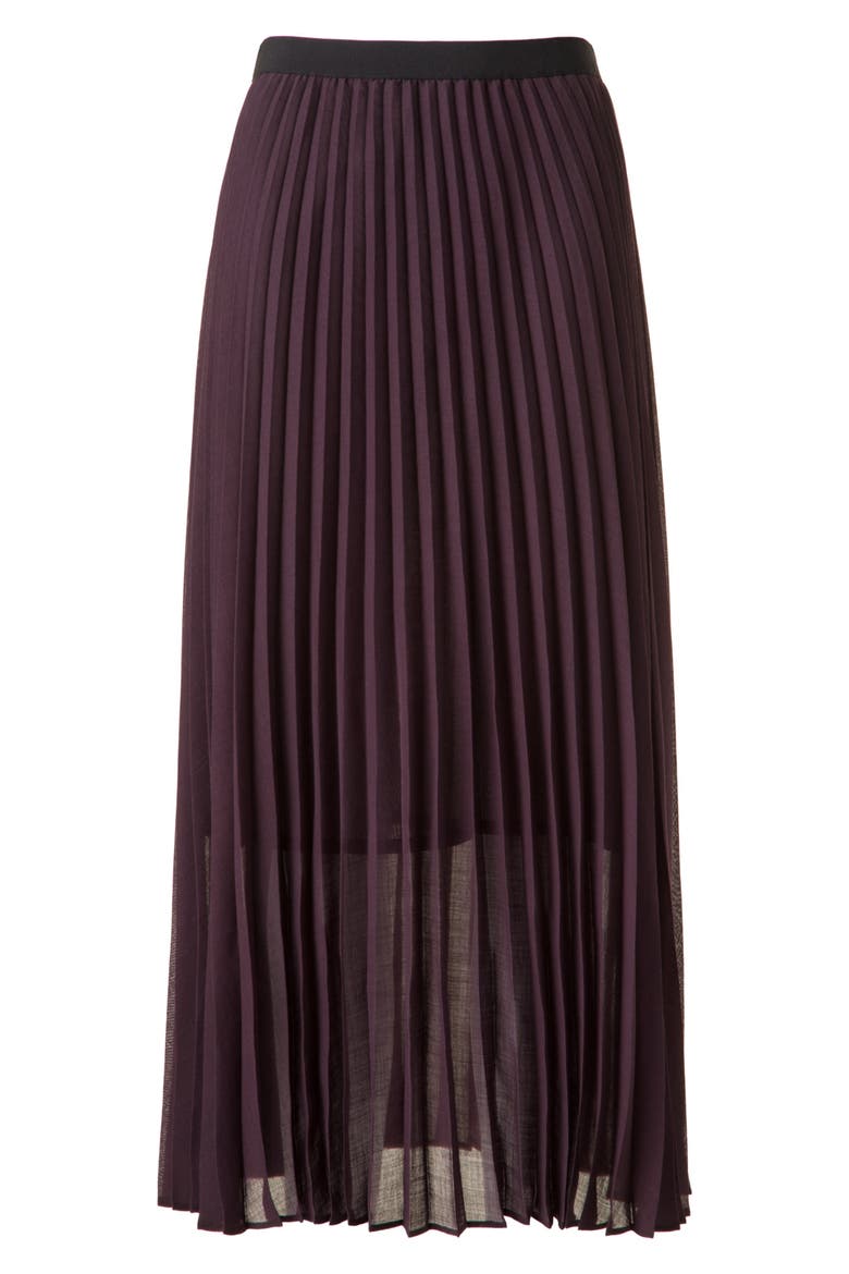 Pleated A-Line Midi Skirt, Alternate, color, BLACKBERRY