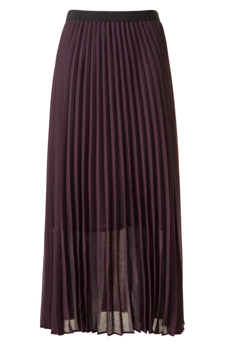 Akris punto Pleated A-Line Midi Skirt, Alternate, color, Blackberry