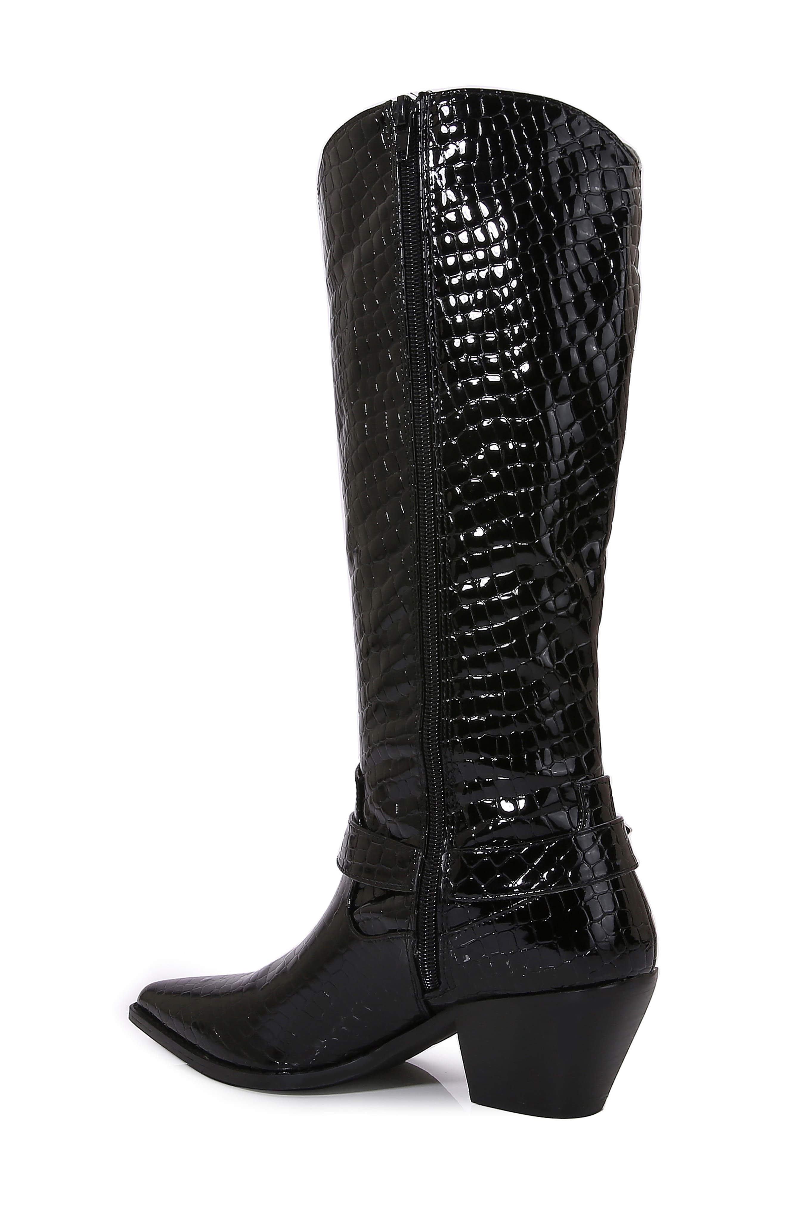 BERNESS Tristen Croc Embossed Western Boot, Alternate, color, Black