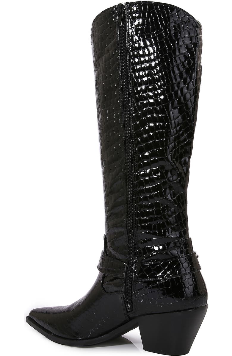 BERNESS Tristen Croc Embossed Western Boot, Alternate, color, Black