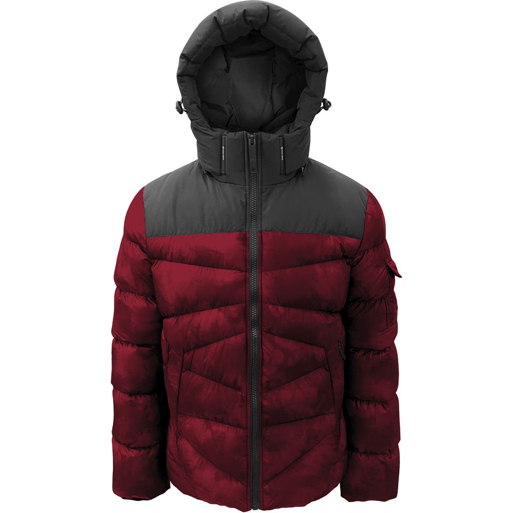 Point Zero Engineered Quilted Puffer Printed Jacket In Red