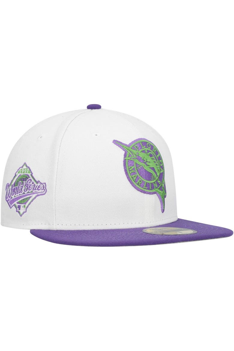 Men's New Era White Florida Marlins  Side Patch 59FIFTY Fitted Hat, Main, color, White