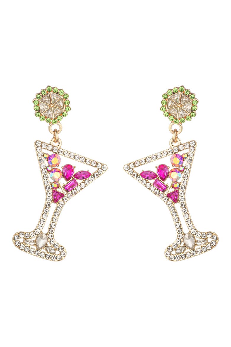 Martini Crystal Drop Earrings, Main, color, SILVER