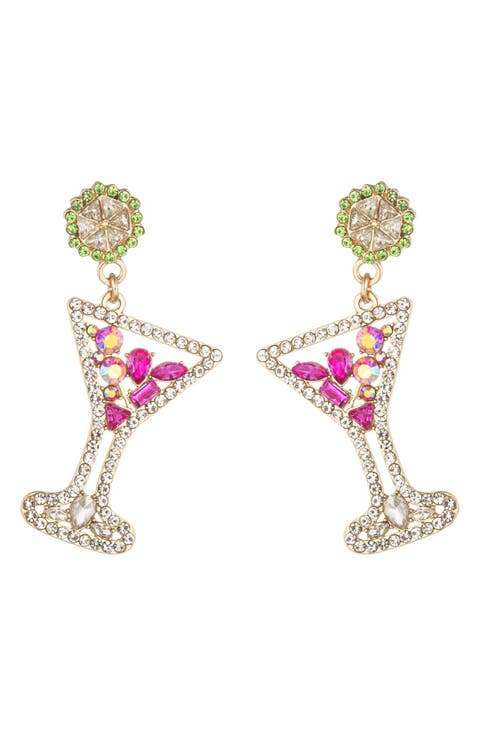 Martini Crystal Drop Earrings