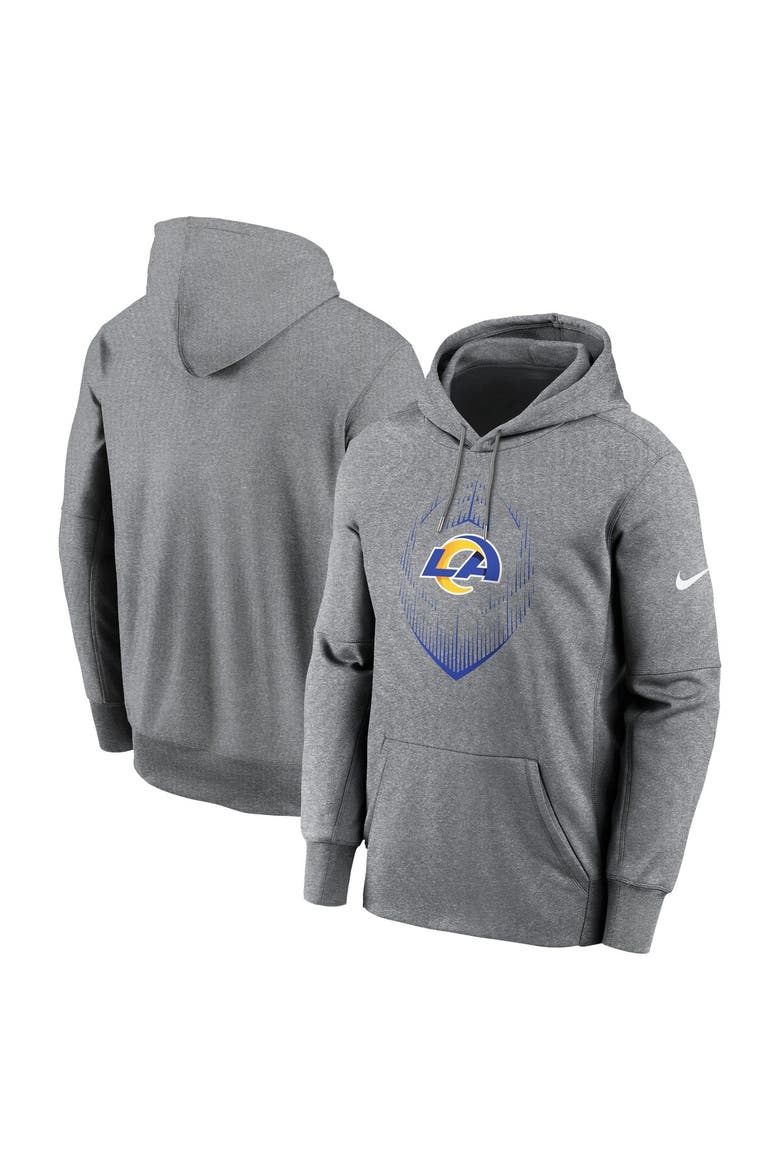Men's Nike Heather Gray Los Angeles Rams Icon Performance Pullover Hoodie, Main, color, Heather Gray