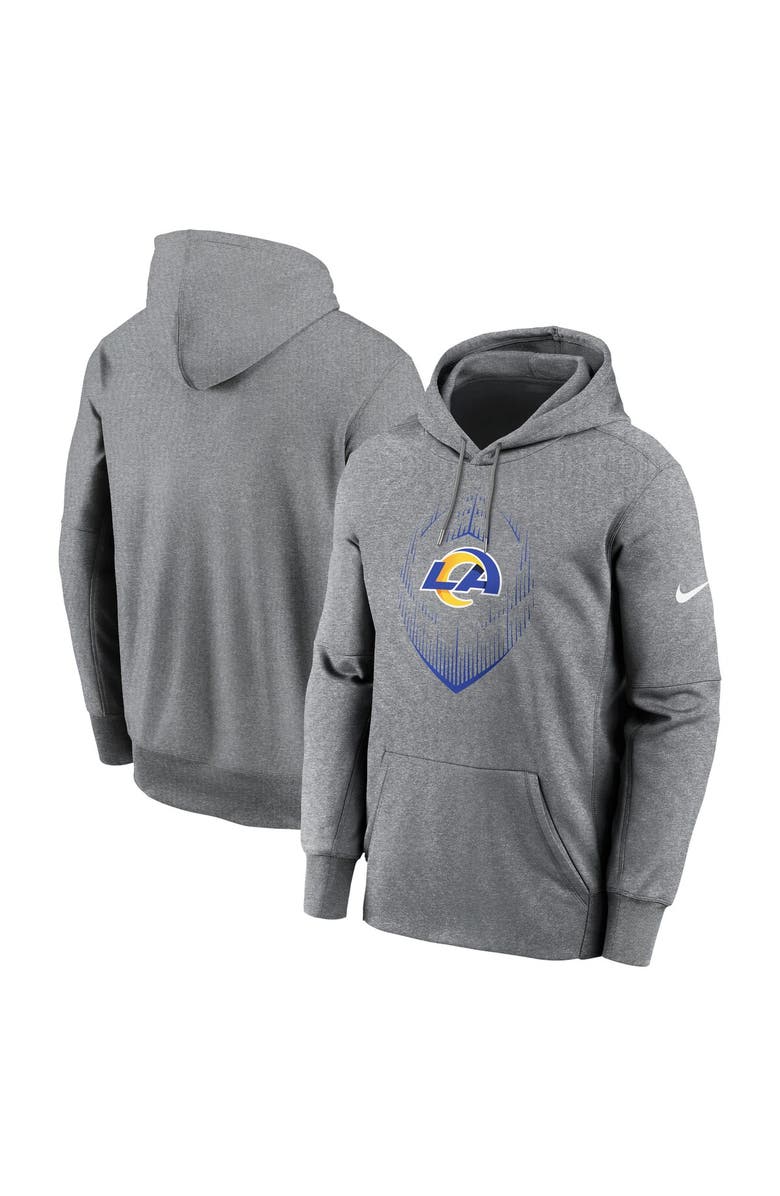 Nike Men's Nike Heather Gray Los Angeles Rams Icon Performance Pullover Hoodie, Main, color, Heather Gray