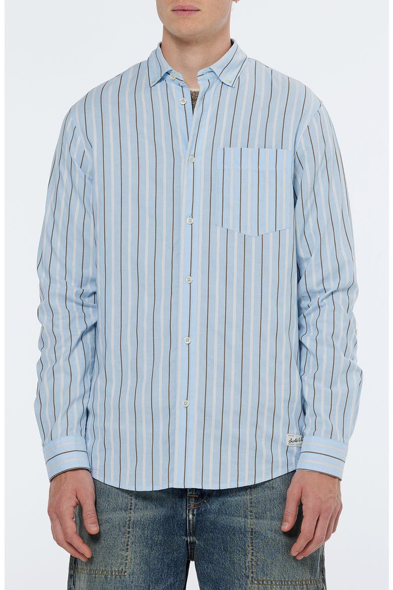 Regular Fit Stripe Cotton Dobby Button-Down Shirt, Main, color, SPRING BLUE PINSTRIPE