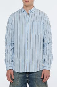 Scotch & Soda Regular Fit Stripe Cotton Dobby Button-Down Shirt