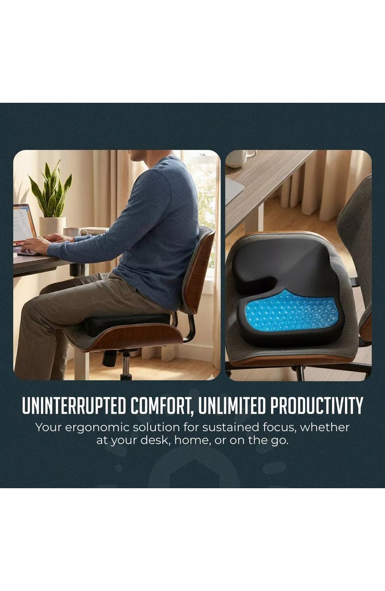 Luminuxe Gel Memory Foam Seat Cushion Cooling Comfort Tailbone Support, Alternate, color,