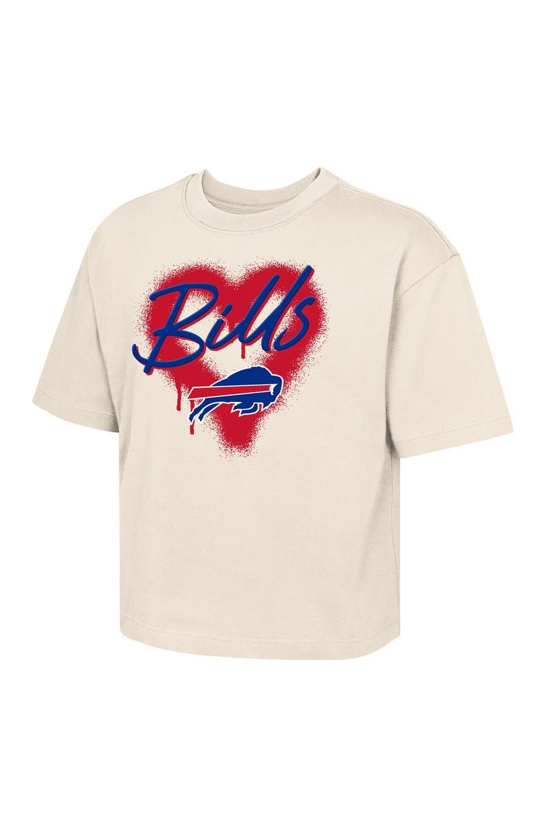 Outerstuff Girl's Youth Outerstuff Cream Buffalo Bills Spray Heart Boxy T-Shirt, Main, color, 